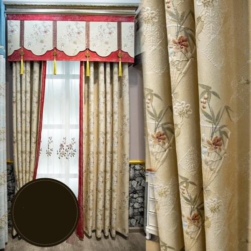 New Chinese classical atmosphere luxury living room Chinese curtain bedroom balcony shading jacquard curtain
