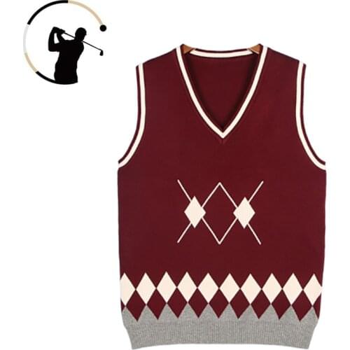 Golf Clothing Men & Women Knitted Diamond Pattern Sweater Vest College Style JK Uniform V-Neck Sleeveless Pullover Size S-3XL