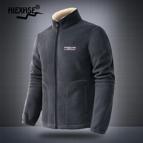 2021 Autumn Men Stand-Up Collar Casual Jacket Plush Padded Coat Outdoor Climbing Trekking Jacket Men Winter Thick Warm Jacket