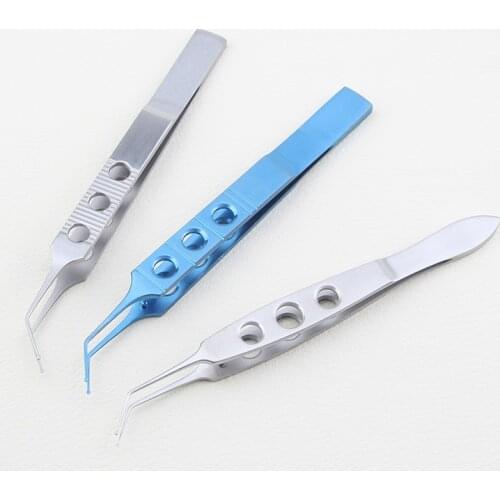 Crystal implant tweezers soft Huff dovetail round head tweezers titanium alloy stainless steel 11cm