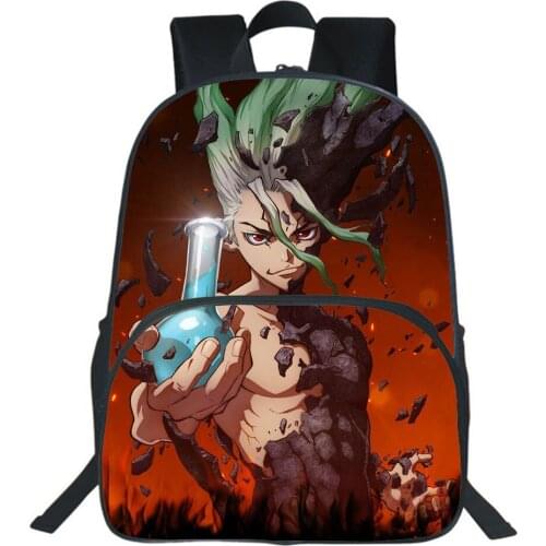Anime Dr Stone Backpack Boy Girl Bags Men High Capacity Knapsack Fashion Student School Bag Double-layer Cartoon Rucksack