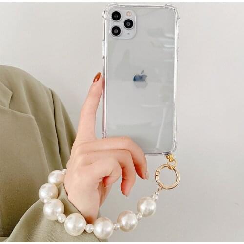 With Wrist Chian Case For iphone 12 Pro XS Max 7 8 Plus 11Pro Max XR XS Pearls Bracelet Strap Cases For iPhone 12 Pro mini