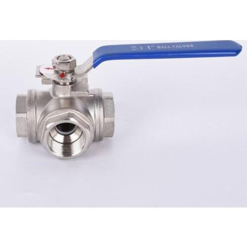 3 Way 304 Stainless Steel Ball Valve 1-1/4" DN32 BSP Female Thread T-type L-type Free Shipping