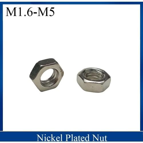 Hexagon Hex Nuts Metric M1.6 M2 M2.5 M3 M4 M5 Carbon Steel Nickel Pleated Hex Nuts