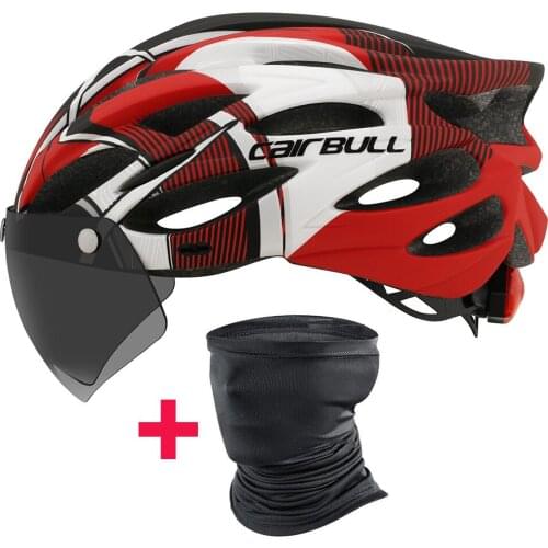 Outdoor Road Mountain Bike Helmet with Rear Light In-mold Riding Cycling Helmet with Visor & TT Lens Sports Mtb Bicycle Helmet