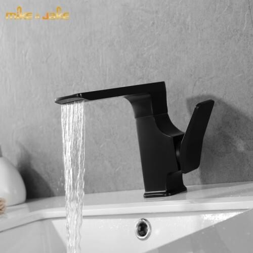 All copper brass faucet luxury waterfall black basin faucet cold and hot washbasin mixer Nordic black bathroom tap for basin