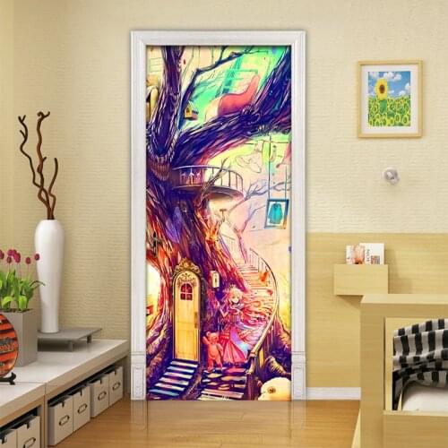 Modern Abstract Graffiti Art Mural Children Room Bedroom Living Room Door Sticker Mural Painting Home Decor Wallpaper Waterproof