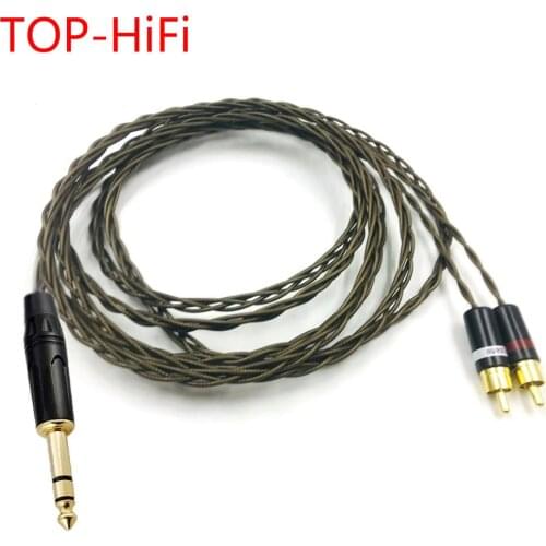 TOP-HiFi 1/4 6.35mm TRS Male to 2 RCA Male Cable Nordost Odin Siver Plated 6.35mm to Double RCA Male Audio Adapter Cable