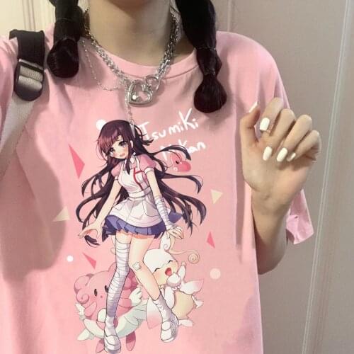 Japanese Mikan Tsumiki Anime Cartoon Kawaii Sweet Girls Mujer Streetwear Tops Harajuku Casual Y2K Vintage E-Girl Women T-shirt