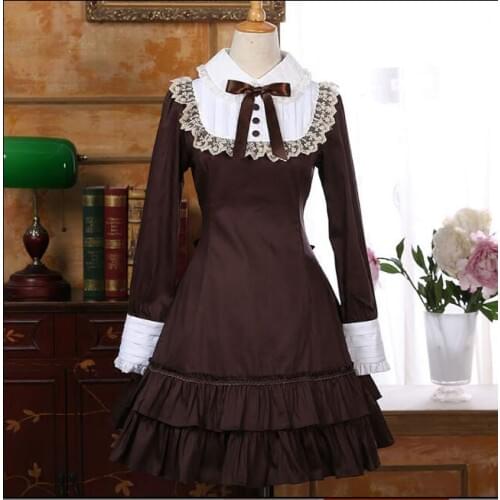 Spring Lolita dress Retro Long sleeve Gothic Dresses Women Maid