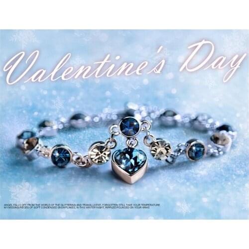 Love-shaped blue Crystal 12 constellation bracelet female Birthday gift Korean version Simple personality students Sen Departmen