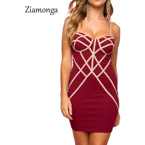 Ziamonga Sexy Strapless Night Club Dress Summer Fashion Spaghetti Strap Bandage Party Dresses Women Sheath Casual Pencil Dress