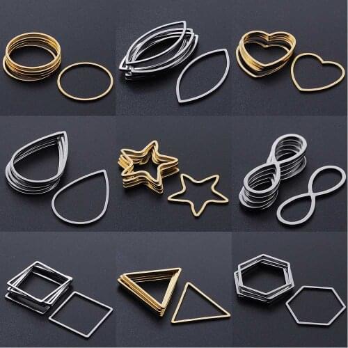 10pcs/lot 100% Stainless Steel Hollow Geometric Square Circle Triangle Charms Wholesale Never Tarnish Jewelry Making Charms