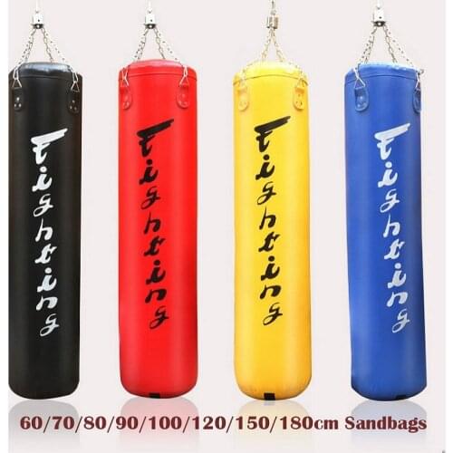 180/150/120cm Boxing Punching Sandbag Heavy PU Leather KickBoxing Bags MMA Thai Taekwonda Sanda Fitness Sandbags GYM Home Boxing