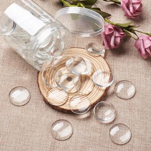 50pcs/box Transparent Glass Cabochons Half Round/Dome Clear for Jewelry Making DIY Accessories 34.5~35x7.5mm