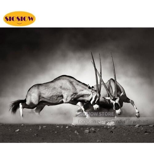 Black And White 5d Diy Diamond Painting Animals Antelope Gazelle Full Square Drill Daimond Mosaic Embroidery Decor Home Nordic