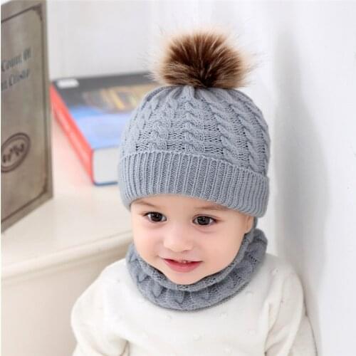Brand Winter knitted Beanies Hats Baby Thick Warm Beanie Skullies Hat Female knit Letter Bonnet Beanie Caps Outdoor Riding Sets