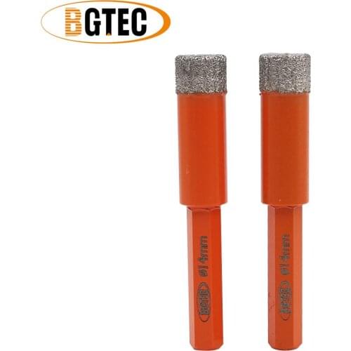 BGTEC 2pcs Hex shank 14mm Vacuum Brazed Dry drilling bits diamond drill bits for ceramie tile granite glass
