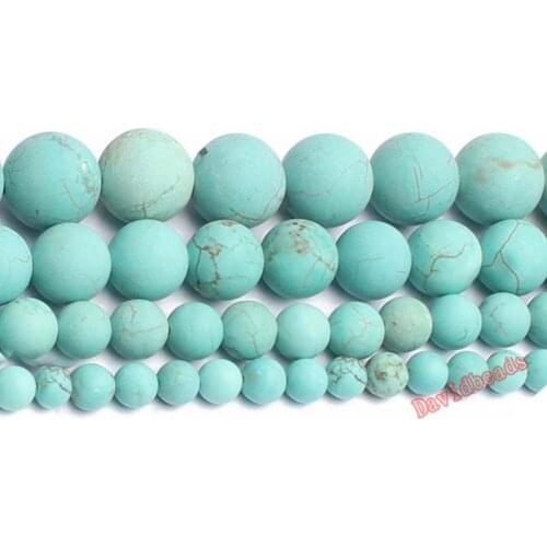 Natural Stone Beads Forst Matte Blue Turquoises Dull Polish Howlite 4 6 8 10 12MM Diy Charms Beads For Jewelry Making