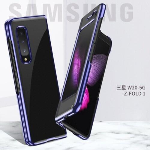 For Samsung Galaxy Z Fold 1 Case Luxury Transparent Electroplated PC Full Protective Case For Galaxy Z Fold W20 Shockproof Cover