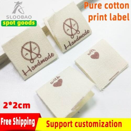 FreeShippingGarmentCottonPrintedLabelsClothingShoesBagManualBeigeClockHandMadeWhiteLoveDIYFoldLabel100PCS/Bag
