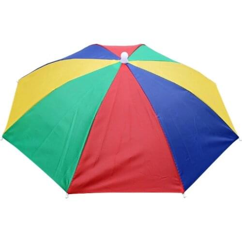 1PCs New Foldable Head Umbrella Hat Cap Golf Outdoor Sun Headwear Fishing Camping Hiking Colorful Rainbow Fishing Caps
