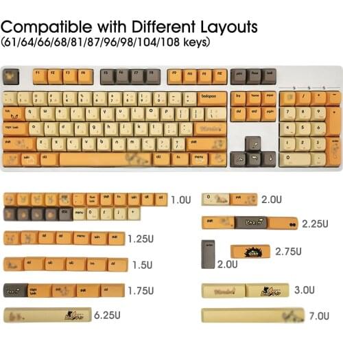 Keycap Anime Dye Sublimation Keycap PBT XDA Japanese Keycaps For Mechanical Keyboard Caps Cherry MX Switch Keycaps Set 155