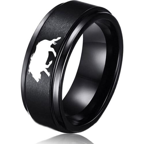 Dropshipping Engrave Wild Boar Rings for Men 8mm Tungsten Wedding Band Fashion Outdoor Women Jewelry Size 6-14