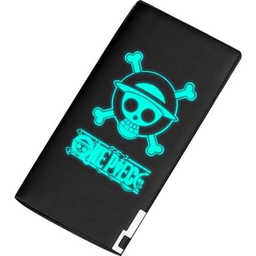 Anime One Piece Print Black Luminous Wallet Card Holder PU Leather Money Bag for Men Women Students 2020