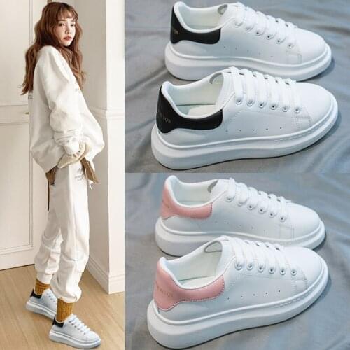 Hot Women White Sneakers Womens Fashion Vulcanize Shoes Size 35-40 High Quality HIP HOP Shoes Platform Lace-up Running Shoe