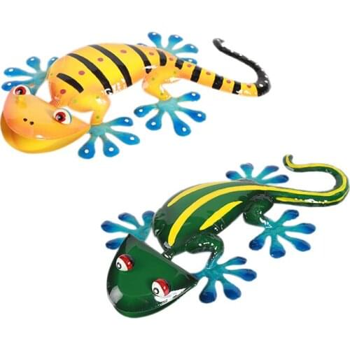 Metal Gecko Wall Decor 15inch Lizard Art Decorations for Yard, Fence, Garden, Home, Outdoor Wall Sculptures, Set of 2