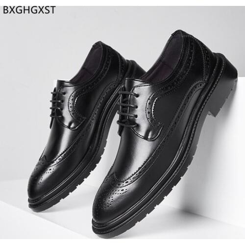 Fashion Business Shoes Men Oxford Wedding Shoes for Men 2021 Black Man Brogue Men Formal Shoes Zapatos De Hombre Chaussure Homme