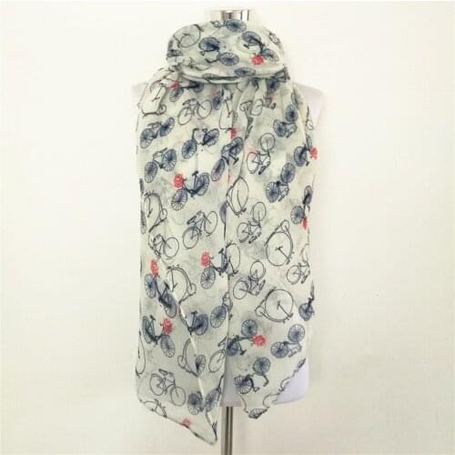 Fashion Women Bicycle Scarves Riding Print Neck Grey Shawl Ladies Striped Hot Soft Scarves