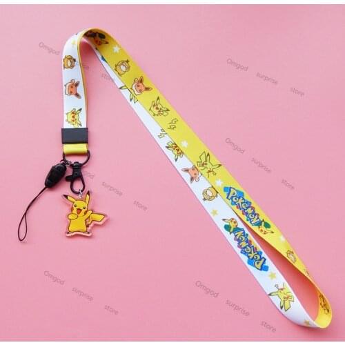 Pokemon Cartoon Animation Figure Creative PikachuCanvas Mobile Phone Key Chain Widened Outdoor Sports Swimming Birthday Gifts