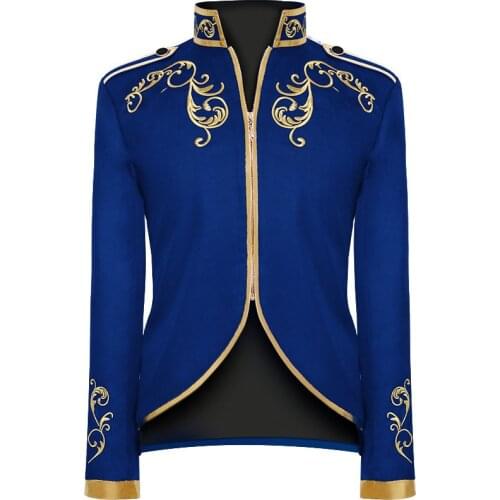 Mens Medieval Palace Embroidery Coat Prom Prince Vampire Cosplay Costume