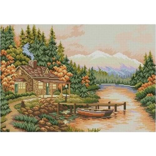 Sunset patterns counted 11CT 14CT DIY Cross Stitch Sets wholesale Cross-stitch Kits Embroidery Needlework