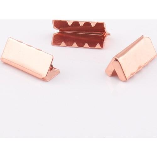 Ends Crimp Ribbon Clamp Rose gold Rope Crimp Cord End Caps Cord Crimps Ends Crimp 25mm
