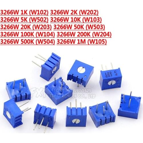 10PCS 3386P potentiometer precision adjustable resistance 100 200 500 ohm 1K 2K 5K 10K 20K 50K 100K 200K 500K 1M ohm 103
