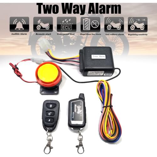 Two Way Alarm Motorcycle Scooter Security 2 Way Alarm Remote Control Engine Start Vibration Alarm Lock System 125dB
