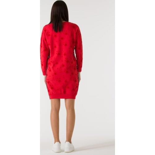 Sogo Women So Leather Detailed Red Long Tunic