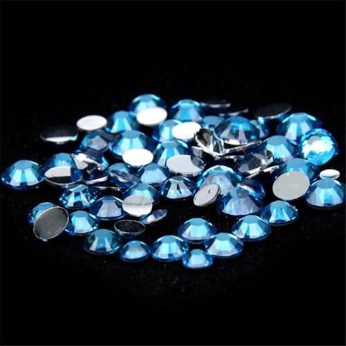 2MM 3MM 4MM 5MM 6MM DIY Loose Sky Blue Color Resin Rhinestones Hand Craft Flatback Resin Stone Clothing&Nail Arts Decoration