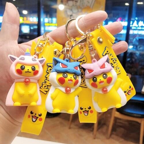 Takara Tomy Pokemon Anime Action Doll Fashion Keychain Comic Movie Peripheral Pikachu Pendant Model Toy Child Doll Birthday Gift