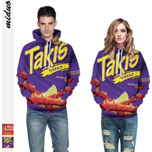 2020 Women Men 3D Hoodies Funny Food Letter Takis Fuego Flamin Hot Printing Pullover Hooded Sweatshirts Female Male Fashion Tops