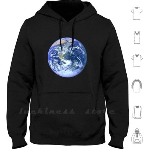 Earth Hoodie Long Sleeve Earth From Space Earth Space Outer Space Blue Planet Environment Africa Globe World
