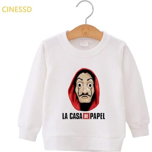 La Casa De Papel Hoodies Boy Girl Unisex Top Cartoon Money Heist Pullover House Of Paper Kids Anime Cute Bella Ciao Sweatshirt