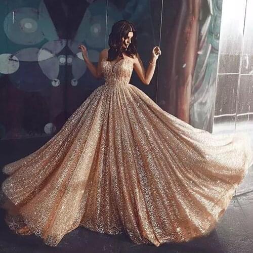 MYYBLE Boho Wedding Dresses 2020 A Line Glitter Princess Bride Dress Wedding Gowns Champagne Spaghetti Straps vestidos de novia