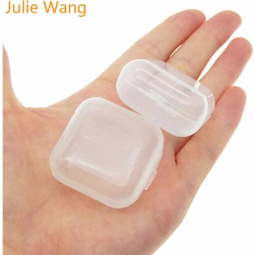 Julie Wang 10PCS Round Square Plastic Slime Storage Box Jewelry Containers Beads Cabochon Pills Makeup Foam Ball Storage Box
