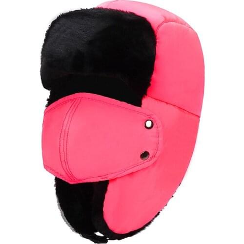 Winter Warm Earflap Hats Plus Velvet Thick Cap Scarf Womens Snow Hat With Fack Mask Protection Windproof Men Lei Feng Cap