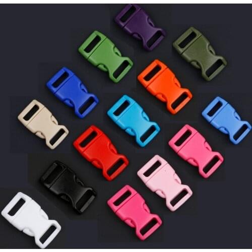 10pcs 15mm Plastic Colorful Contoured Side Release Buckles For Paracord Pets Collar Strap Backpack Bag DIY Accessories SL012