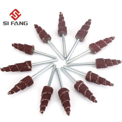 10Pcs~50Pcs 1/8" Shank 240# Cone Deburring Sanding Polishing Wheel Sandpaper wheel Rotary Tool For Deburring Sanding Polishing